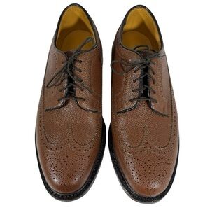 Florsheim Kenmoor Leather Wingtip Oxford 8 W Cognac Brown Dress Shoe Brogue EUC